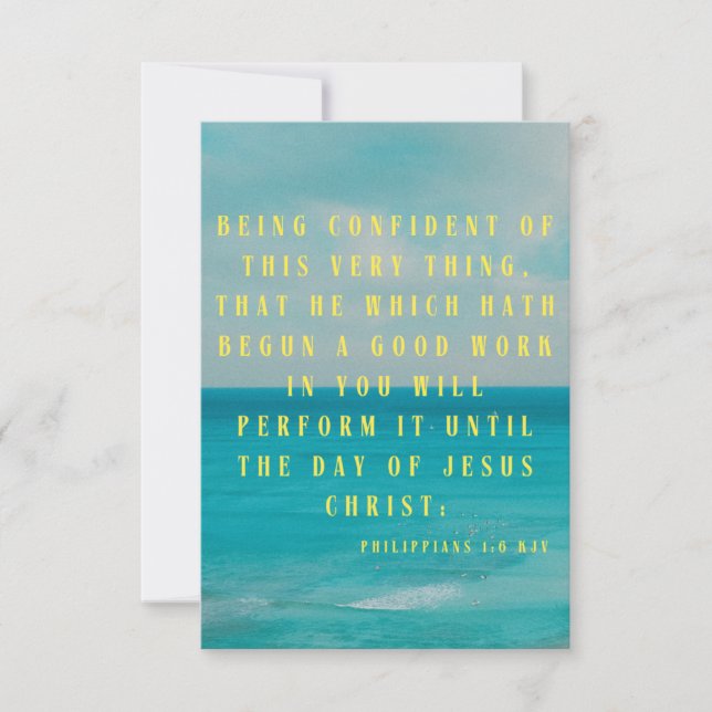 Carte Philippiens 1:6 KJV Bible Écriture Pic Salutation (Devant)