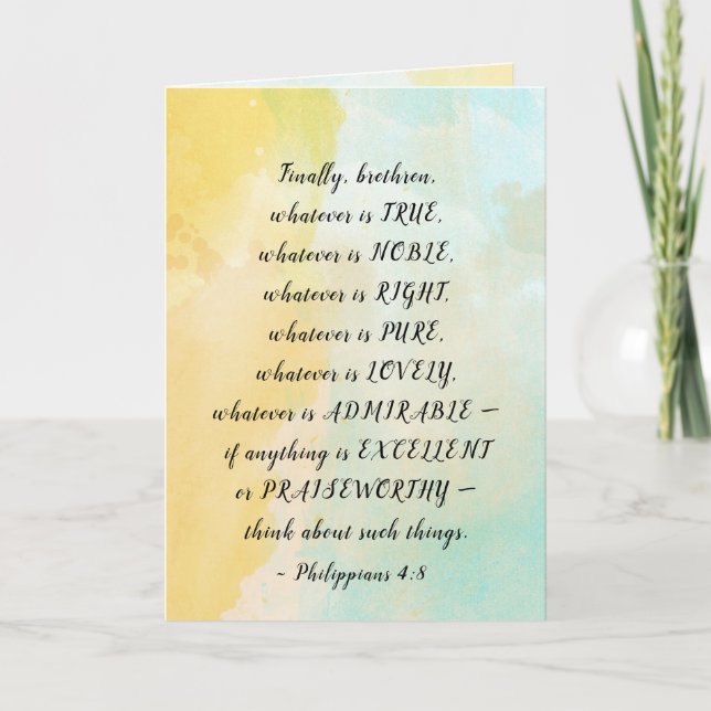 Carte Philippiens 4:8 Quoi qu'il soit vrai, (Devant)