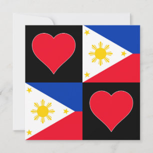 Carte Philippines Coeur du drapeau Salutation patriotiqu