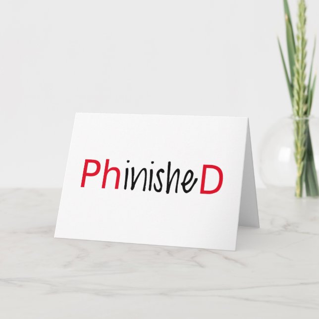 Carte Phinished, word art, text design pour les diplômés (Devant)