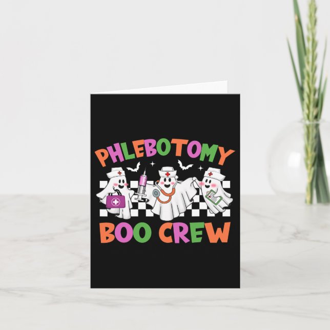 Carte Phlebotomie rétro Boo Crew Phlebotomist Halloween  (Devant)