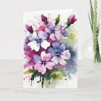 Carte Phlox - Fleurs aquarelles