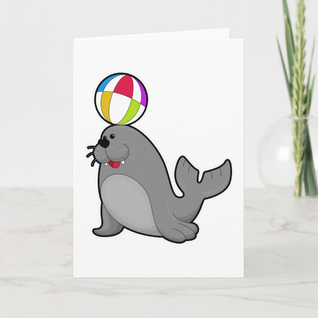 Carte Phoque au sports de natation avec Water-polo (Devant)