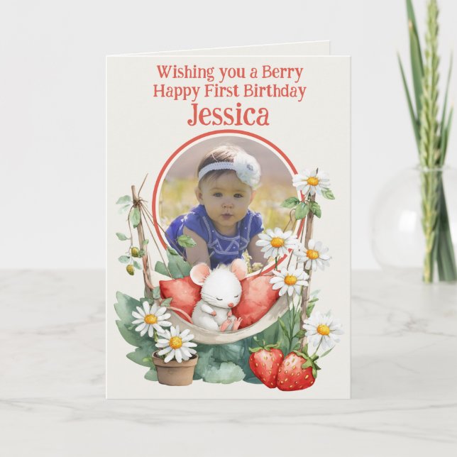 Carte Photo 1st Birthday Folded Greeting Card (Devant)