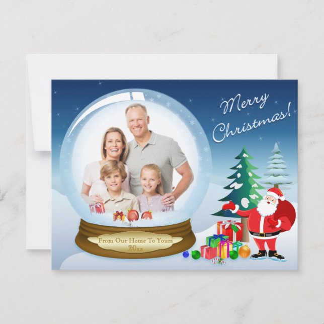 Carte photo 2 de Noël du père noël et de globe de (Devant)