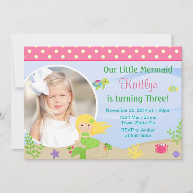 Carte photo 5x7 blond d'invitation d'anniversaire (Devant)