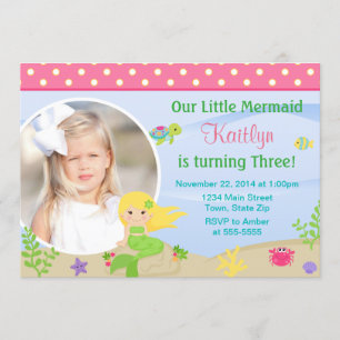 Carte photo 5x7 blond d'invitation d'anniversaire