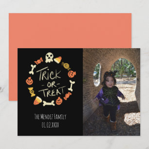 Carte photo à la craie avec lettrage Halloween