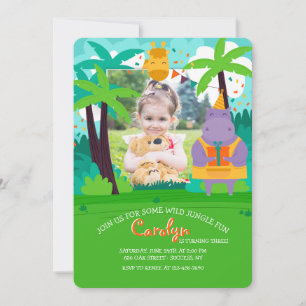 Carte photo Anniversaire Avec Animaux De La Jungle