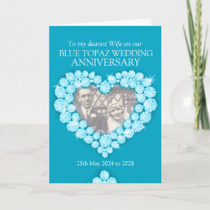 Carte photo anniversaire de mariage topaze bleue 4
