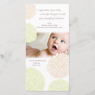 Carte photo assez floral de Merci de naissance de
