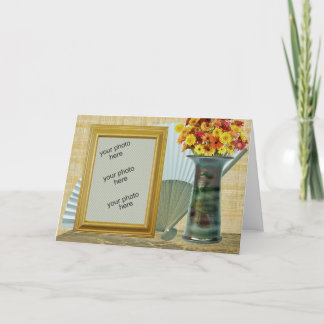Carte photo avec ventilateur, Fleurs dans le vase,