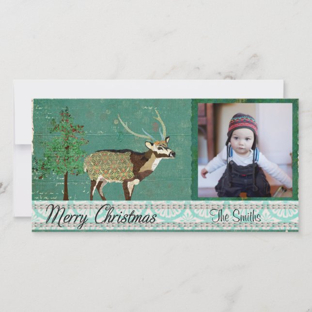 Carte photo Azure Axis Deer Christmas (Devant)