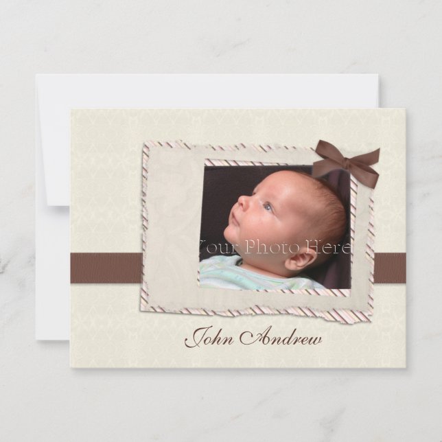 Carte photo bébé Brown crème (Devant)