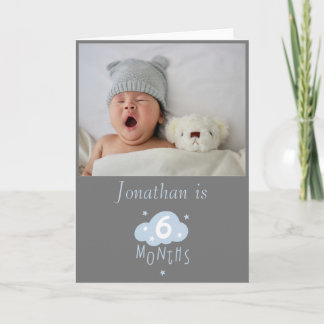 Carte photo bébé gris de 6 mois avec nuage & étoiles