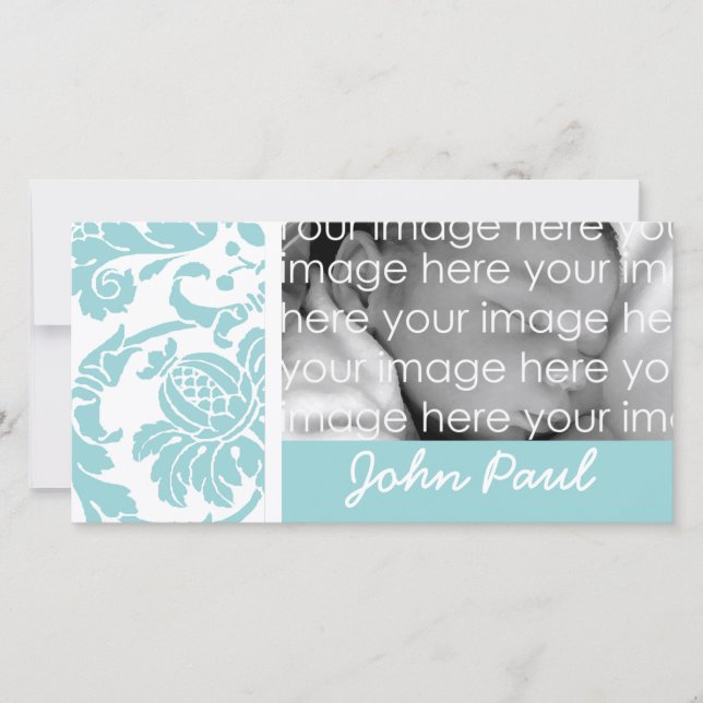 Carte photo bleu Damask (Devant)