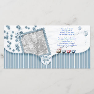 Carte photo bleu de Merci de baby shower de bébé