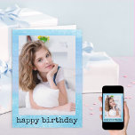 Carte Photo Bleue de la poussière de Parties scintillant<br><div class="desc">carte photo d'anniversaire de fille pour votre fille, votre parent ou votre amie. Le modèle photo est configuré pour vous pour ajouter une de vos photos préférées et vous pouvez aussi éditer le poème à l'intérieur. Le design a un beau bois d'ombre bleu aqua et la poussière de parties scintillant...</div>
