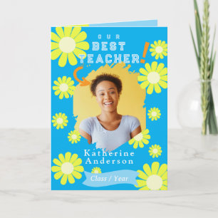 Carte Photo Blue de la meilleure enseignante Daisy