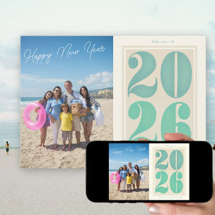 Carte photo Bonne Année 2026 Typographie gras