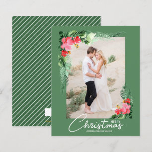 Carte photo Budget Tropical Floral Christmas
