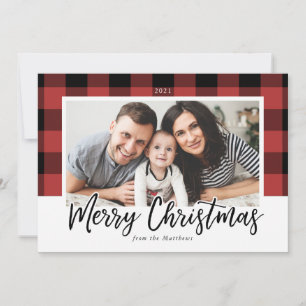 Carte photo Buffalo Check Christmas