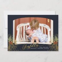 Carte Photo Cadre Navy Confettis Avec Joie