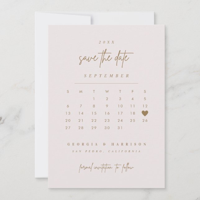 Carte Photo Calendrier de sauvegarde à date avec C (Devant)