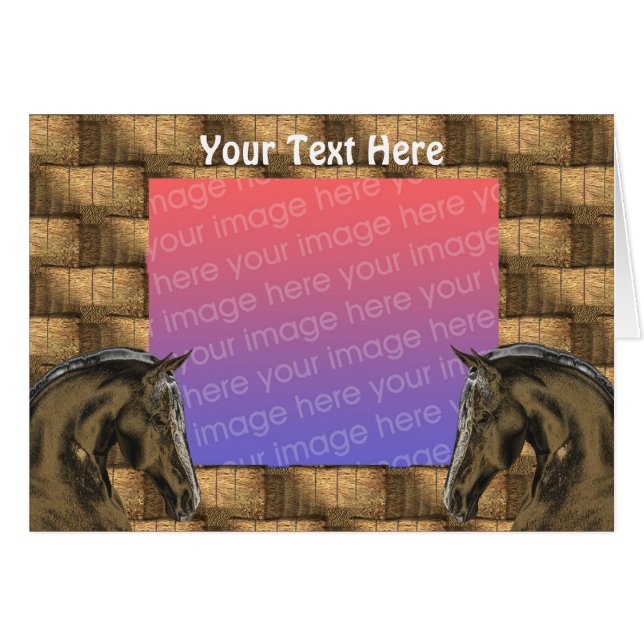 Carte photo Cheval Et Hay Bales (Devant horizontal)