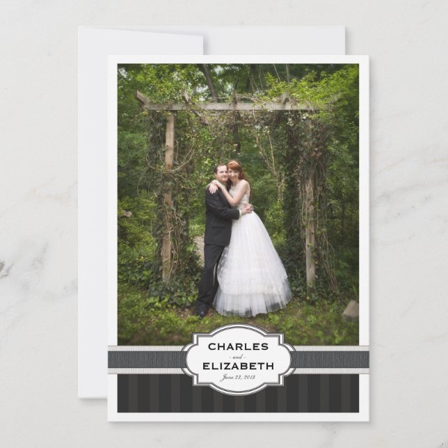 Carte photo chic argenté de Merci de mariage (Devant)