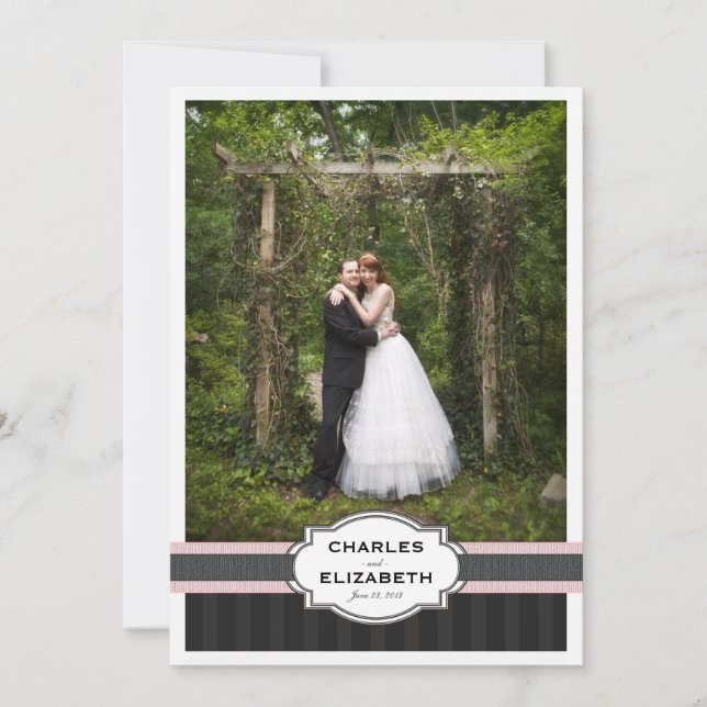 Carte photo chic rose de Merci de mariage (Devant)