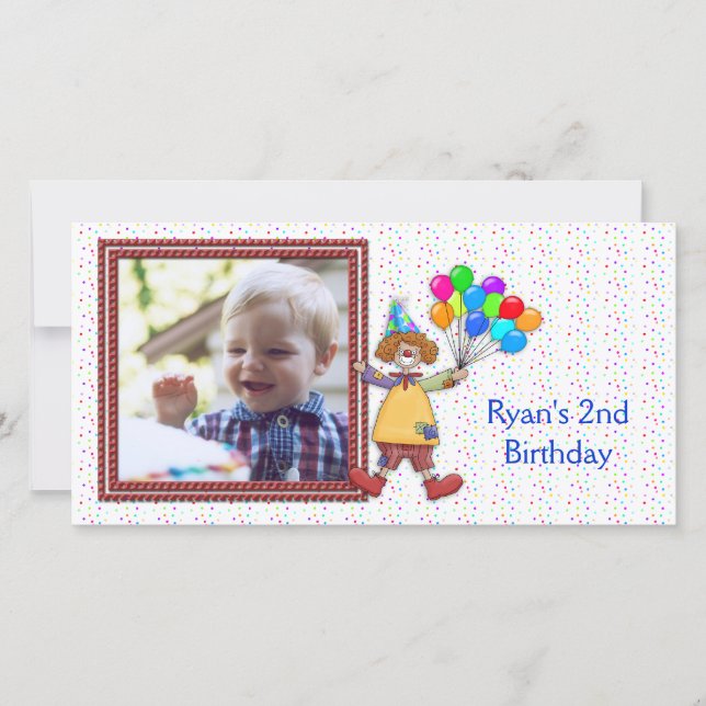 Carte photo Clown d'anniversaire (Devant)