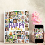 Carte Photo Collage 40 Photo Anniversaire personnalisé<br><div class="desc">Grande carte d'anniversaire avec message personnalisé et collage photo. Le design est écrit dans la typographie surdimensionnée et le script de brosse. Vous pouvez également personnaliser le message à l'intérieur. Téléchargez vos images (en ligne de gauche à droite, de haut en bas) et celles-ci seront affichées au format carré /...</div>
