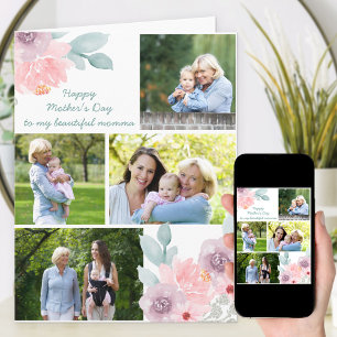 Carte photo collage aquarelle florale douce modifi