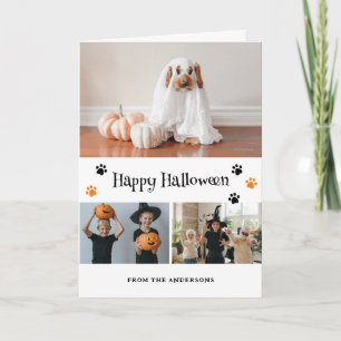 Carte Photo Collage Skeleton Ghost Pet Halloween Card