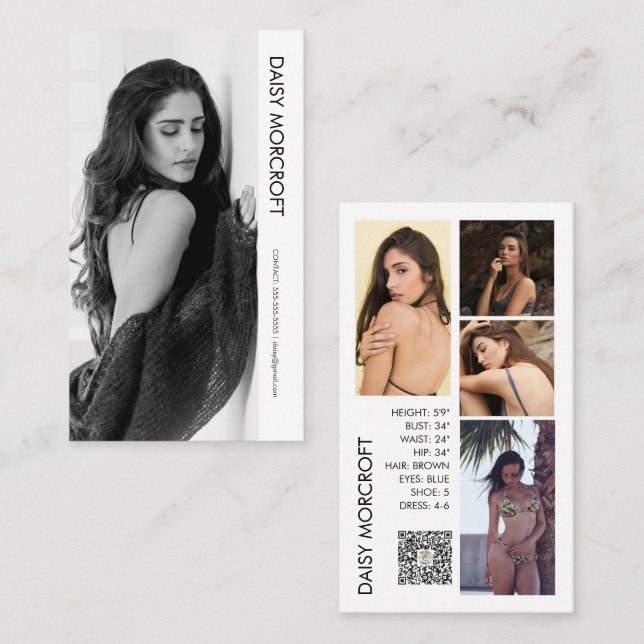 Carte photo comp Acteur de modèle professionnel mo (Devant / Derrière)