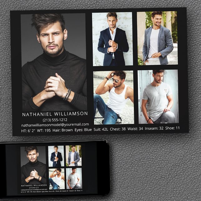 Carte photo Comp Modern Pro Model 5 (Customize to change background color, text size, style or to add more photos to back of card.)