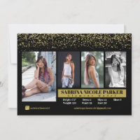 Carte photo Comp Parties scintillant noir et or