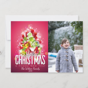 Carte Photo contemporaine Arbre de Noël & Cadeaux