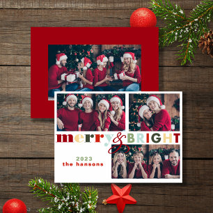 Carte photo couleur Joyeux et brillant Noël