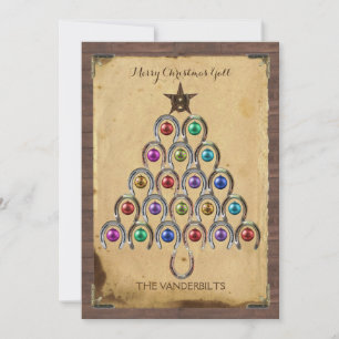 Carte photo Country Horseshoe Christmas