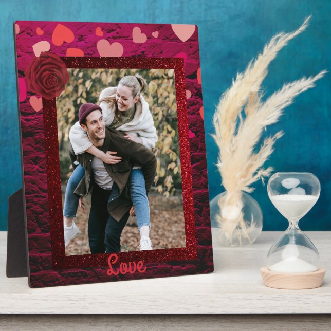 Carte photo couple valentine plaque photo (Côté)