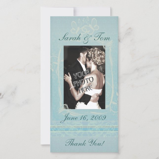 Carte photo Customisé Merci bleu (Devant)