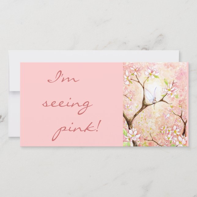 Carte photo customisé "Vue en fleurs roses" (Devant)