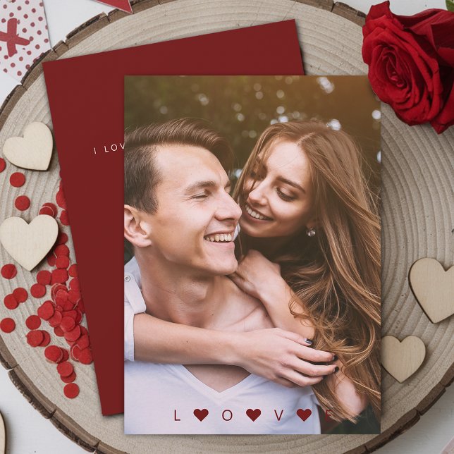 Carte photo d'amour de la Saint-Valentin (Valentines LOVE Photo Flat Card)