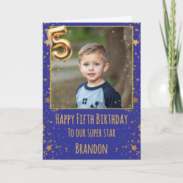 Carte photo d'anniversaire 5 ans (Devant)