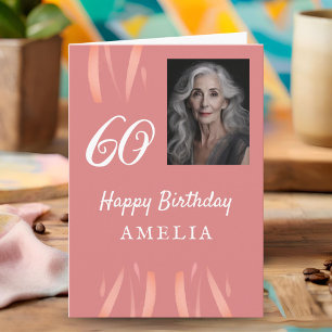 Carte Photo d'anniversaire 60 ans à l'aquarelle élégante