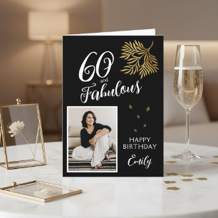 Carte photo d'anniversaire 60 ans et feuillage fab