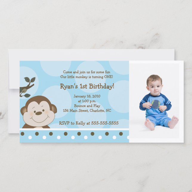Carte photo d'anniversaire Bambino Monkey 8x4 (Devant)