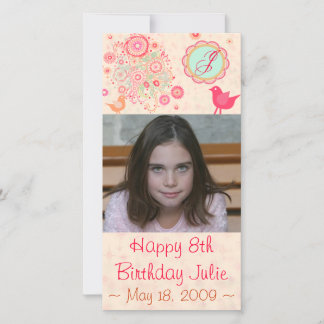 Carte photo d'anniversaire de monogramme personnal